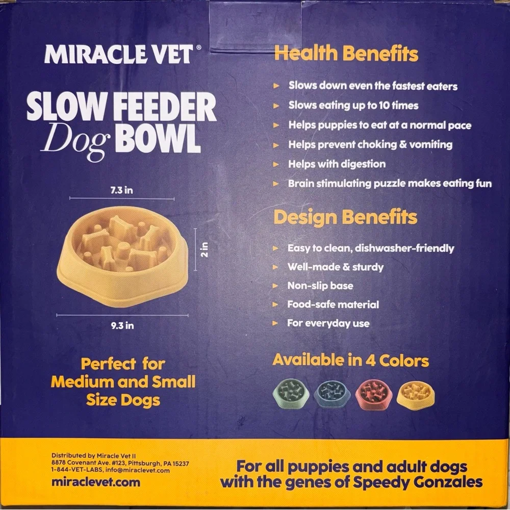 Miracle Vet Slow Feeder Dog Bowls Fast Small-Med Dogs Puzzle Maze Pink NEW (A1)